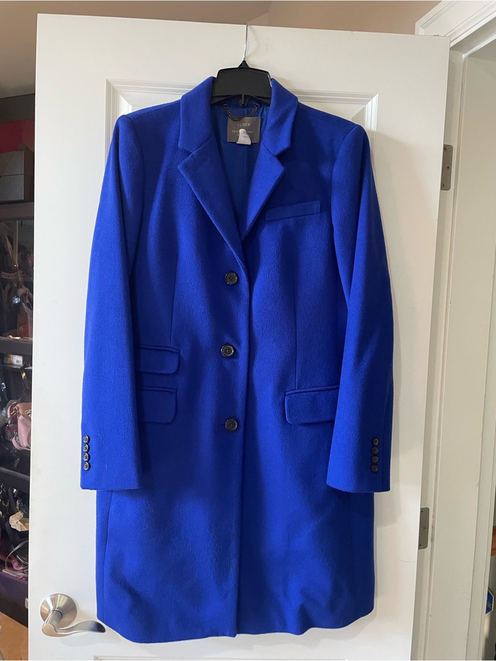 J. Crew Women's Cobalt Blue Single-Breasted Wool Coat